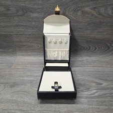 Portable Travel Flip-Out Jewelry Case Box Small Bonded Leather Red W/Black Trim