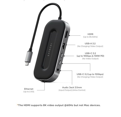SATECHI USB4 6-in-1 Multiport Adapter - USB-C PD Charging - Afbeelding 2 van 9