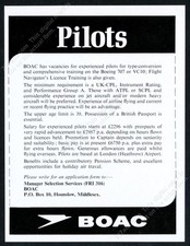 1970 BOAC pilot recruiting recruitment vintage print ad AGE 38 MAX & salary