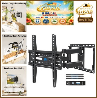 Full Motion TV Wall Mount 32-70 Inch 110 lbs VESA 400x400 Swivel Tilt 16 Inch