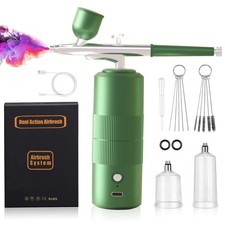 Airbrush Kit Dual Action with Compressor, 40PSI Cordless Airbrush Gun Set, Au...