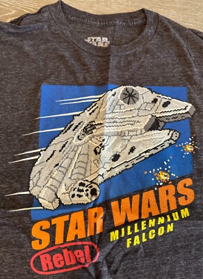 Star Wars Rebel Millennium Falcon Graphic T Shirt pixel art XL short sleeve crew