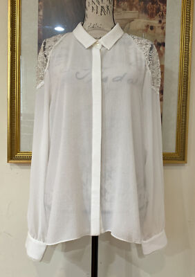 Laundry by Shelli Segal Womens Button Down Shirt Vanilla Ice Size XL