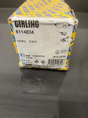 Front Brake Pads Fiat / Lancia / Chrysler 6114834 Girling
