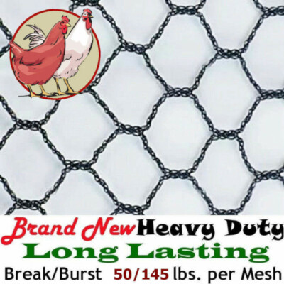 Poultry Netting 12.5' x 20' 1'' Mesh Heavy Knitted Aviary Hawk Stop Bird Chicken