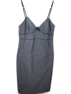 Express Bodycon Dress Womens 14 Gray Mini Bow V Neck Y2K 2000s Sexy | eBay