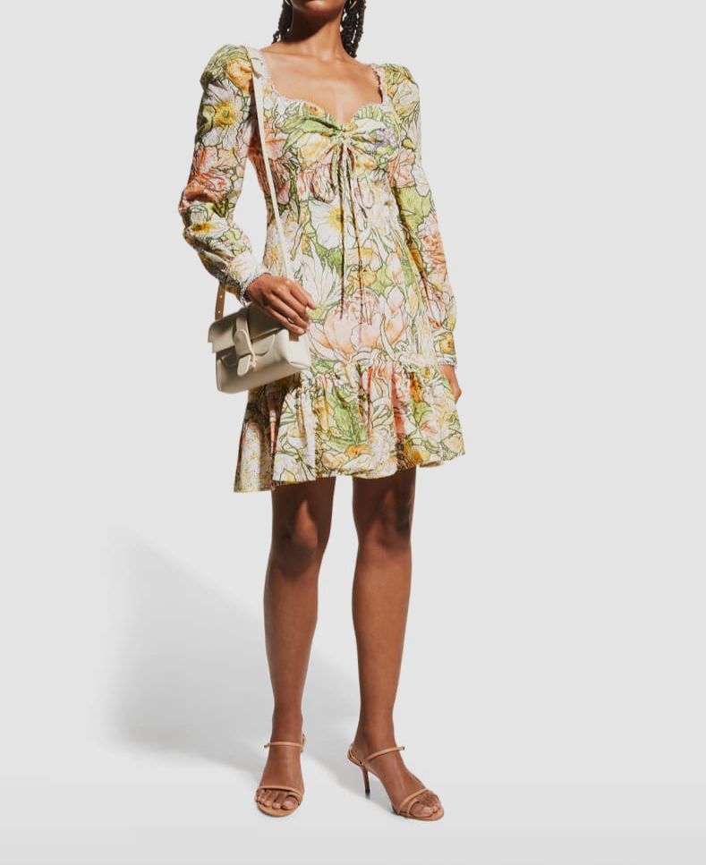 marchesa notte green floral dress Marchesa A-line Dress in Green