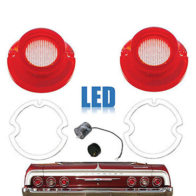 64 Chevy Impala LED Rear Back Up Reverse Light Lenses & Gaskets w