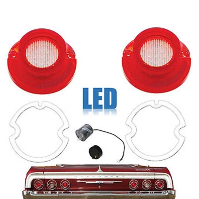 64 Chevy Impala LED Rear Back Up Reverse Light Lenses & Gaskets w