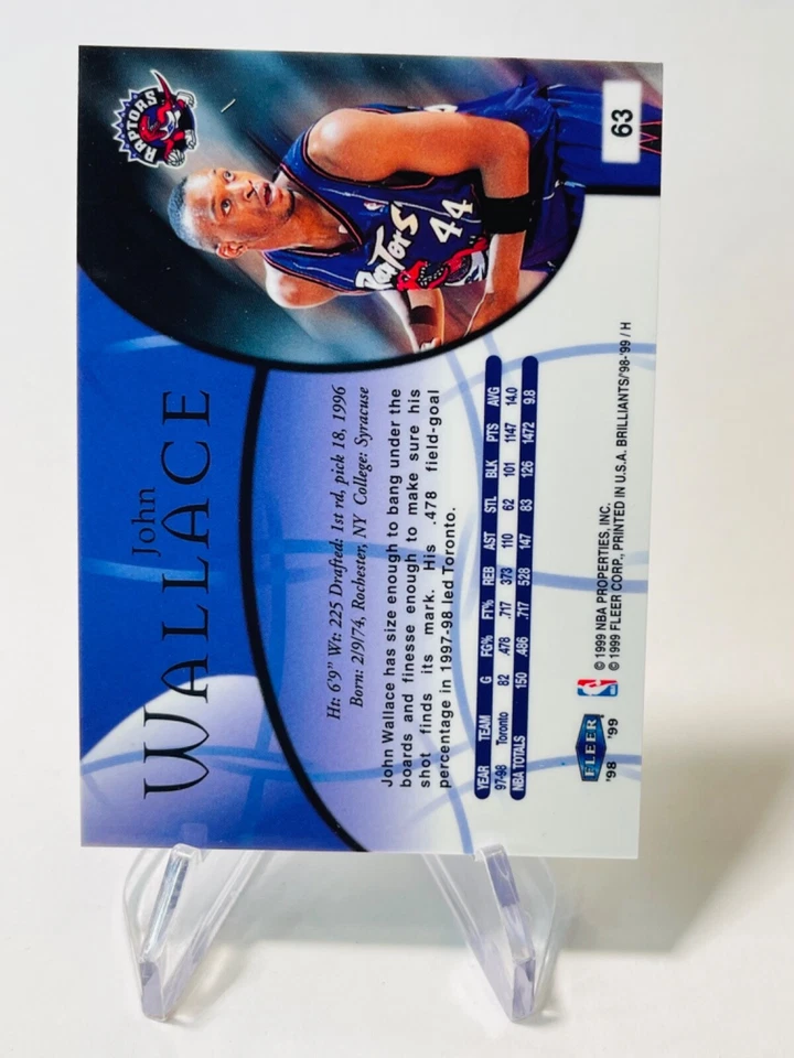 JOHN WALLACE 1998-99 Fleer Brilliants #63  Raptors - Image 2 of 2