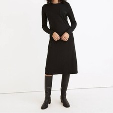 Madewell Long Sleeve Pocket Tee Dress in Black Size XXS