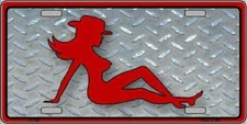 COWGIRL MUD FLAP DESIGN METAL NOVELTY LICENSE PLATE TAG