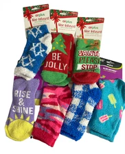 Airplus Fuzzy Sock Aloe Infused Vitamin E Cozy Soft Lot of 2