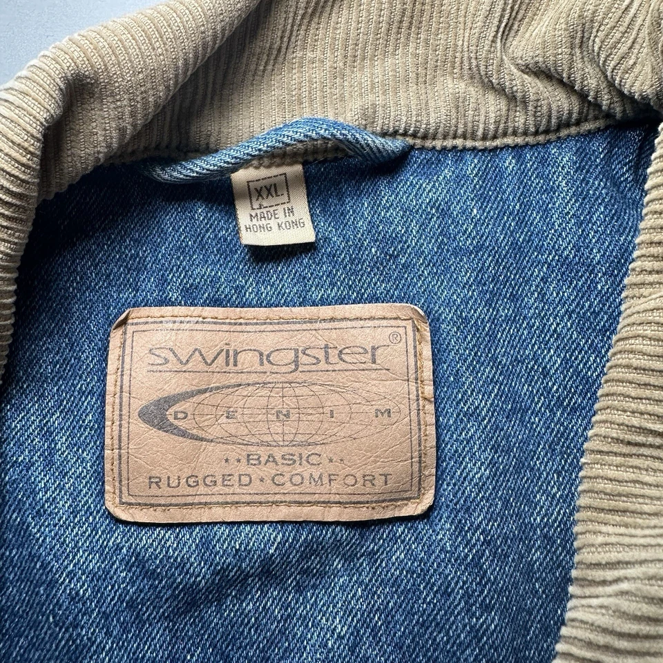 Vtg Chevy Swingster Embroidered Snap-on Jean Trucker Jacket Flannel Lined Sz XXL - Image 3 of 4