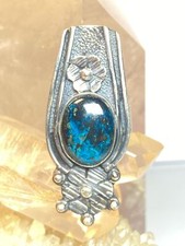 Turquoise  ring size 7.75 floral long southwest sterling silver women