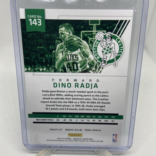 Dino Radja Celtics 2015-16 Panini Absolute Retired #143 /999 - Picture 2 of 2
