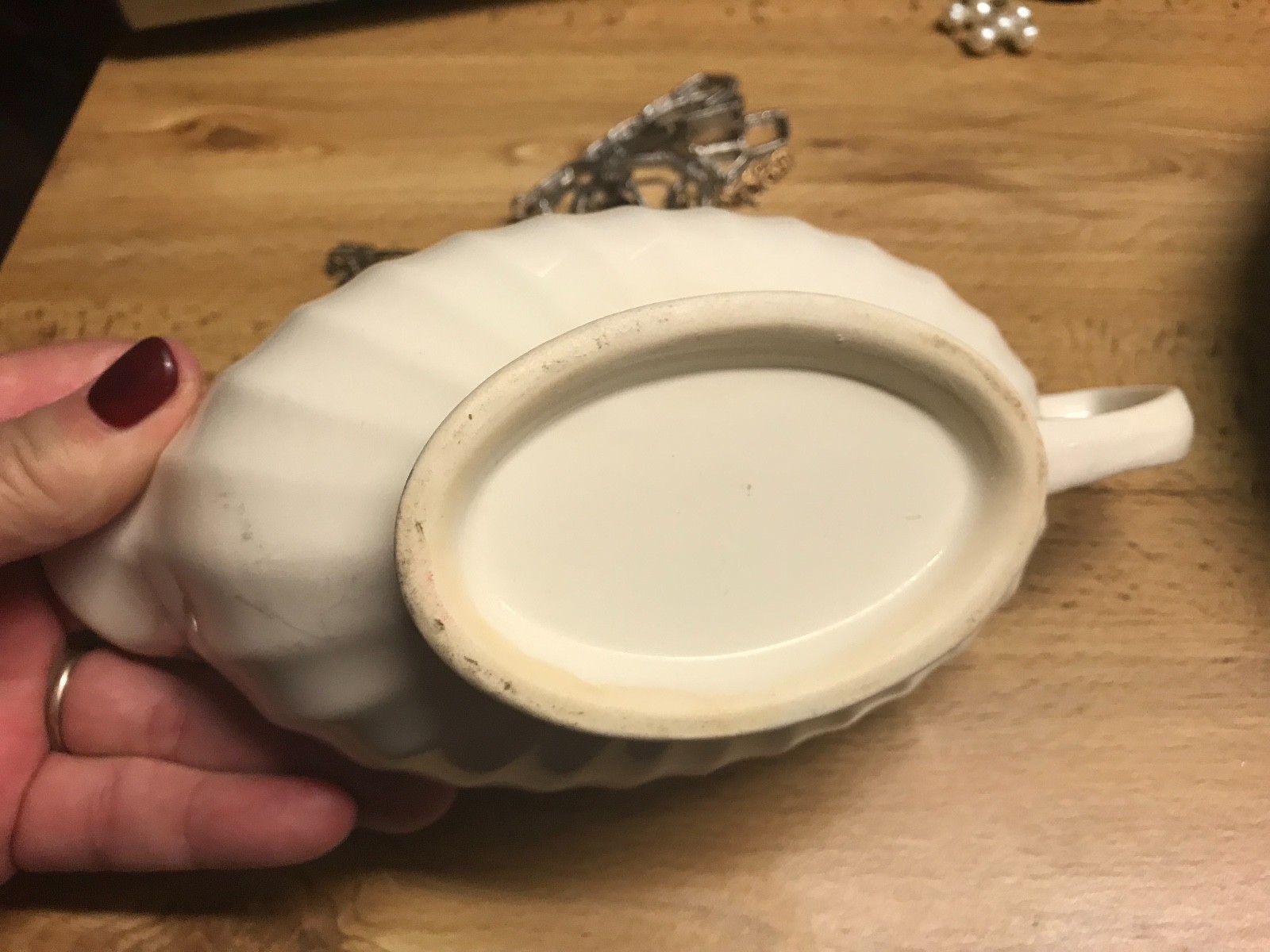 Vintage Taylor Smith & Taylor? Pink Rose Gold Trim Gravy Boat 22 kt 8.5" eBay