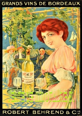R Behrend & Cie - Gd Vins de Bordeaux France 1920 - laminated poster