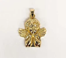 Gold Plated Guardian Angel Pendant Charm Oro Angelito Dije Flat Rate Shipping