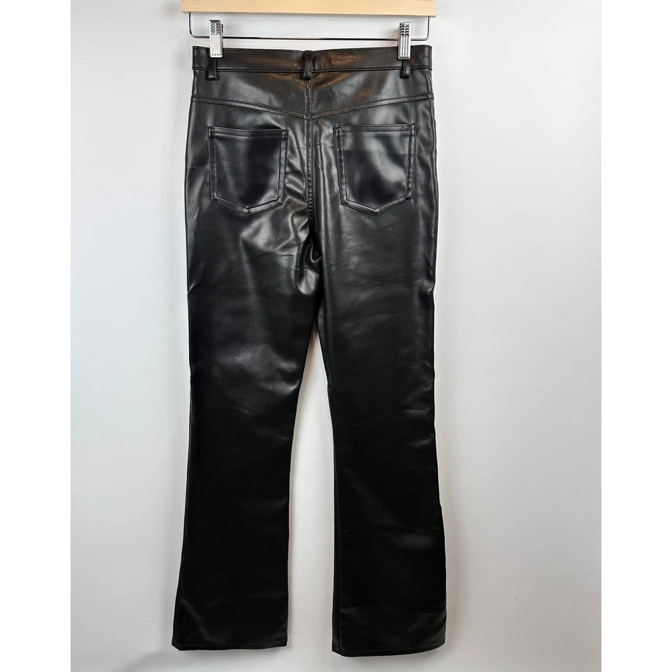 Pantalones acampanados de cuero negro sintético Mary Kate y Ashley vintage raros talla 14 Foto 2 de 4