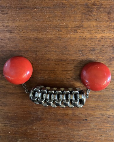 Vintage Cloak Fastener 1960s Large Red Buttons . Jewellery Collection - Picture 2 of 5