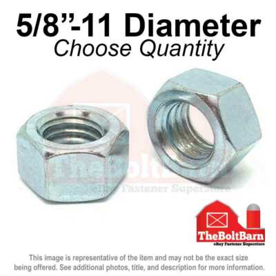 5/8''-11 Grade 5 Finished Hex Nuts Zinc Plated Coarse Thread (Pick Quantity)