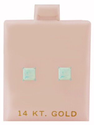 GENUINE WHITE- MULTI OPAL STUD EARRINGS 14k WHITE GOLD - Free Certificate - NWT