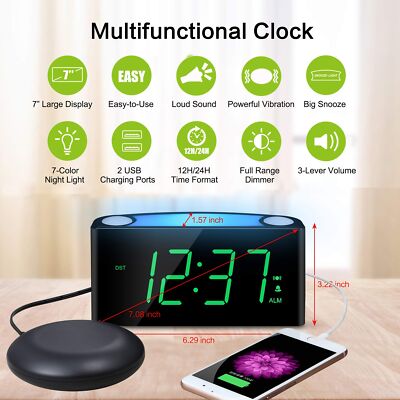 Extra Loud Vibrating Alarm Clock with Bed Shaker for Heavy Sleeper Deaf Hard ... | eBay Extra Loud Vibrating Alarm Clock with Bed Shaker for Heavy Sleeper Deaf Hard ... | eBay