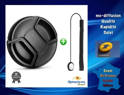 Bouchon d'objectif 52 mm + Cordon Anti-Perte, Cache, Canon, Nikon, Tamron......