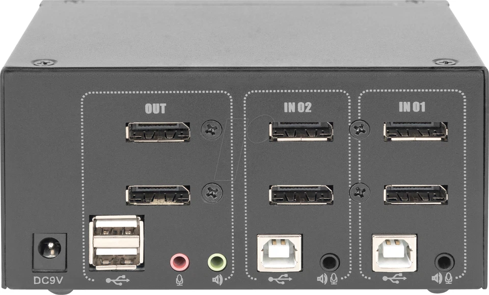 Digitus DS-12862 KVM Switch 2-Port Dual-Display USB 4K UHD DisplayPort Audio - Bild 3 von 4