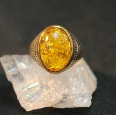 Silberring Männerring Siegelring Ring Sterlingsilber 925 Bernstein 63 (20,0 mm Ø