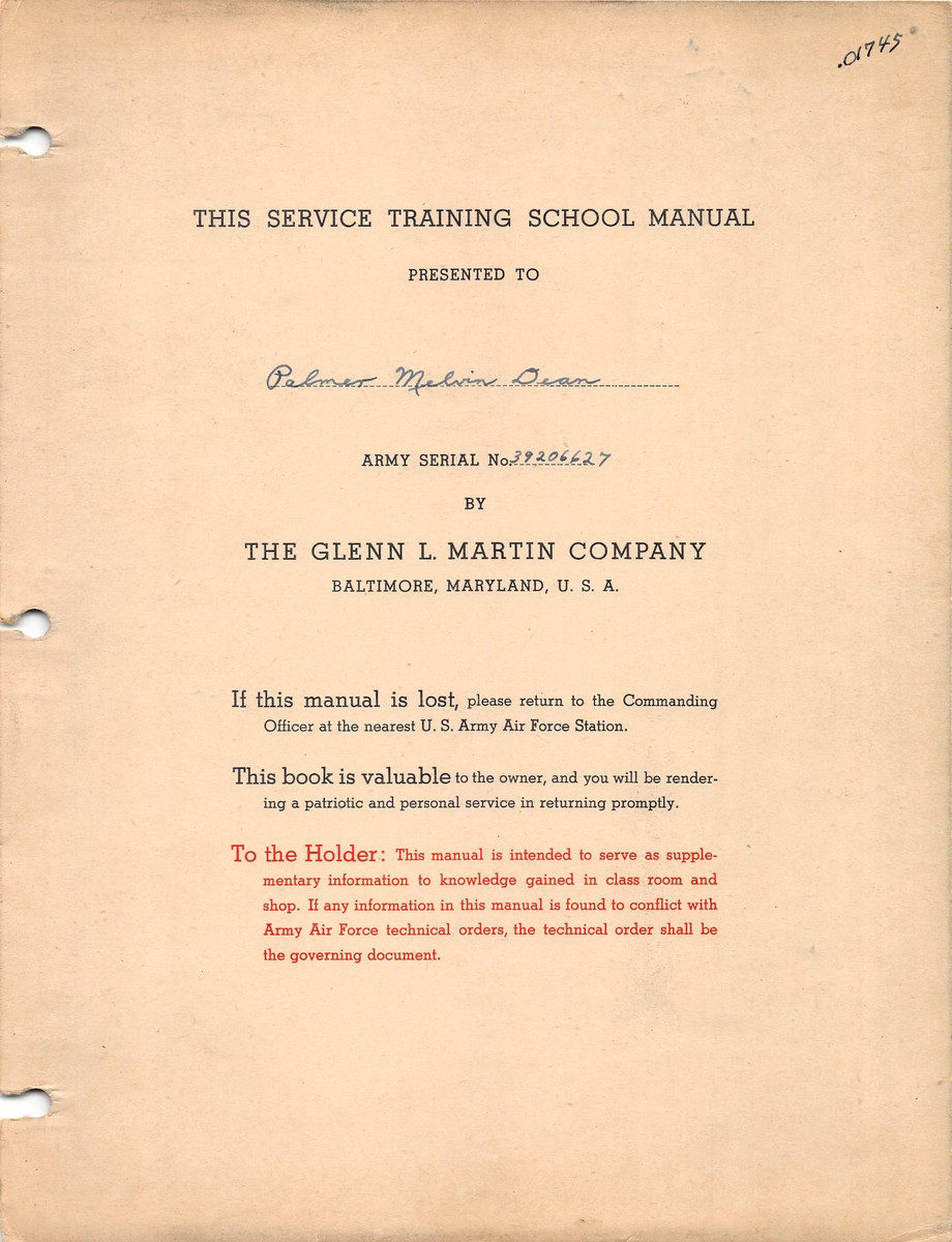 Martin B-26 Marauder Service Training School Manual Flight Manual