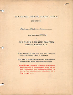 Martin B-26 Marauder Service Training School Manual Flight Manual
