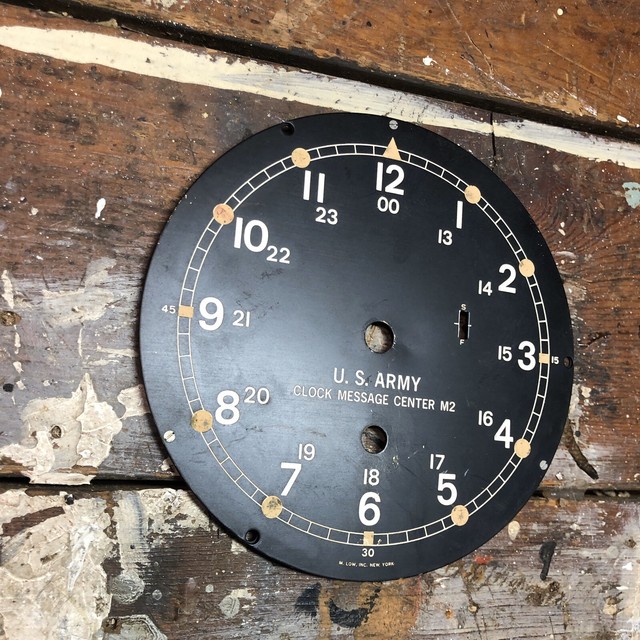 6" M. Low US Army Message Center Vintage Clock Dial With Mounting Plate eBay