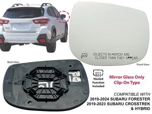 Mirror Glass for 2019-2023 SUBARU CROSSTREK 19-24 FORESTER Heated Passenger Side