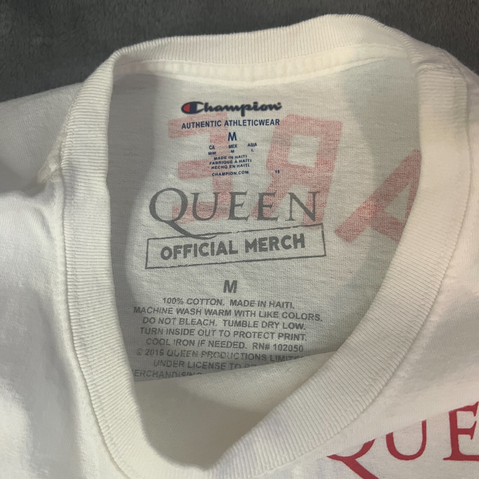 VINTAGE Champion Queen Shirt Adult Medium White We Are The Champions Rock RARE image 4