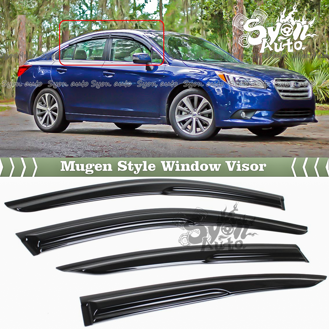 FITS 2015-2018 SUBARU LEGACY SEDAN JDM 3D MUGEN STYLE WINDOW VISOR