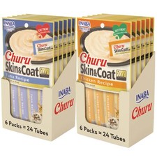 INABA Churu for Skin and Coat Lickable Pur e Natural Cat Treats with Omega Oi...
