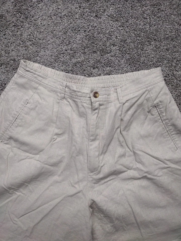 Bermudas para mujer de colección blancas ciervo beige/tostado caqui talla 14 mezcla de lino Y2K Foto 2 de 4