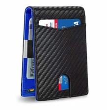 Slim Leather wallet With Money Clip  RFID blocking