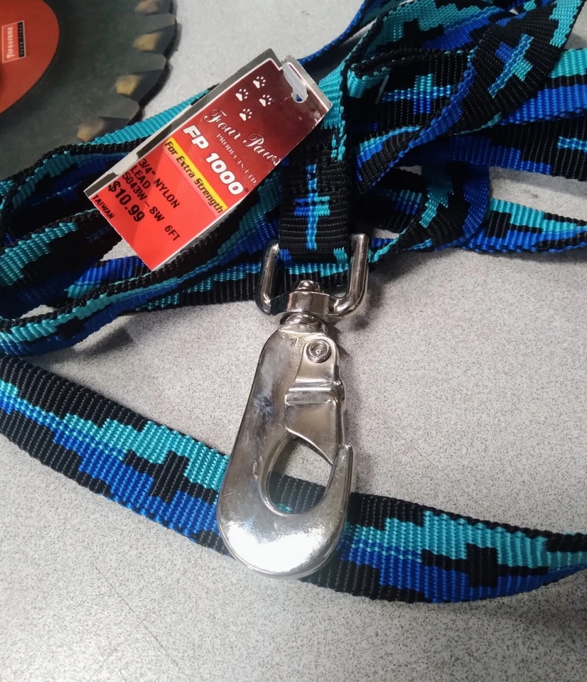 Cuatro patas 3/4" x 6 pies de nailon de un solo grosor correa para perro - azul/negro Foto 2 de 3