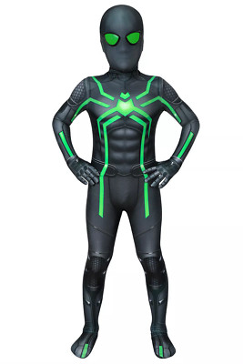 PS4 Spiderman Stealth Kids Cosplay Jumpsuit Boys Cos Bodysuit Halloween Costume