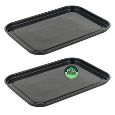 Image of Salter Baking Tray 2 Pack 36cm Vitreous Enamel Coated Steel Oven Pan PFAS-Free