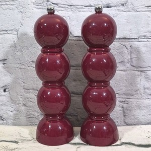 Deep Cherry Red Bobbin Salt And Pepper Mill Grinder 24cm Set Of 2 Addison Ross
