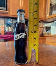 VINTAGE MINI 3 INCH COCA COLA FULL MINIATURE GLASS BOTTLE