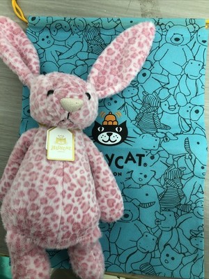 Neu mit Etikett Jellycat Hopscone Luxe Bunny Plüschtiere rosa Leopardenmuster Häschen Puppen Geschenke