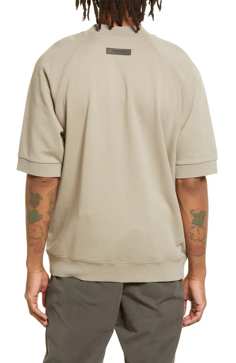 Fear Of God Essentials Men's Sz S Green French Terry Short Sleeve Sweatshirt