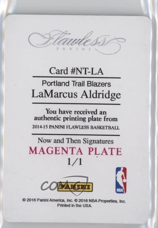 Placa de impresión impecable Panini 2014-15 magenta 1/1 LaMarcus Aldridge #NT-LA 7ud Foto 2 de 3