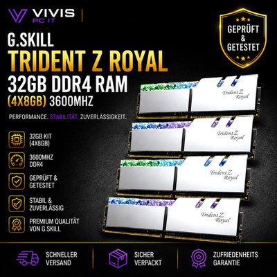 G.Skill Trident Z Royal Silber 32GB DDR4 RAM 3600 MHZ