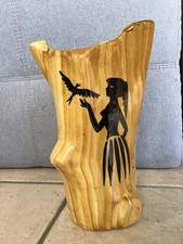 Grand Vase Céramique Signé Grandjean Jourdan Vallauris Forme Tronc